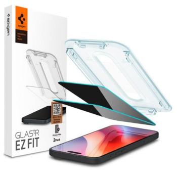 Spigen Glas.tR EZ Fit Privacy Apple iPhone 16 Pro / 17 / 17 Pro, tempered kijelzővédő fólia felhelyező kerettel (2db) kép