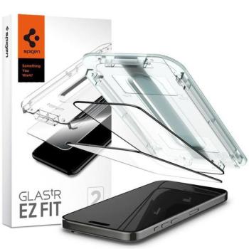 Spigen Glas.TR FC iPhone 15 Pro 6.1&quot; &quot;EZ FIT&quot; 2 db edzett üveg fekete keretes AGL06893 kép