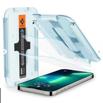 Spigen Glas.tR SLIM EZ Fit Apple iPhone 16e / 13 / 14 / 13 Pro tempered kijelzővédő fólia felhelyező kerettel (2db) kép