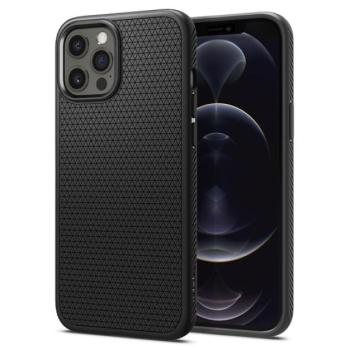 SPIGEN LIQUID AIR szilikon telefonvédő (közepesen ütésálló, légpárnás sarok, rombusz minta) FEKETE Apple iPhone 12, Apple iPhone 12 Pro kép