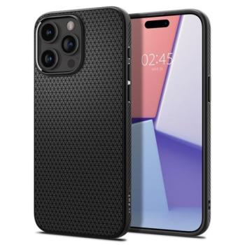 SPIGEN LIQUID AIR szilikon telefonvédő (közepesen ütésálló, légpárnás sarok, rombusz minta) FEKETE Apple iPhone 15 Pro kép