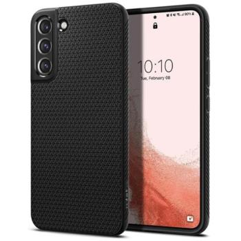 SPIGEN LIQUID AIR szilikon telefonvédő (közepesen ütésálló, légpárnás sarok, rombusz minta) FEKETE Samsung Galaxy S22 5G (SM-S901) kép