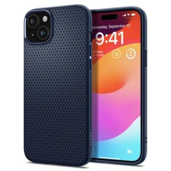 SPIGEN LIQUID AIR szilikon telefonvédő (közepesen ütésálló, légpárnás sarok, rombusz minta) SÖTÉTKÉK Apple iPhone 15 Plus kép