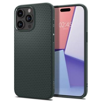 SPIGEN LIQUID AIR szilikon telefonvédő (közepesen ütésálló, légpárnás sarok, rombusz minta) SÖTÉTZÖLD Apple iPhone 15 Pro kép