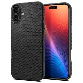SPIGEN LIQUID AIR szilikon telefonvédő (ütésállóság, légpárnás sarok, rombusz) FEKETE Apple iPhone 16 kép