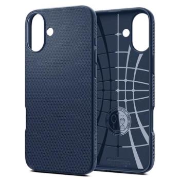 SPIGEN LIQUID AIR szilikon telefonvédő (ütésállóság, légpárnás sarok, rombusz) SÖTÉTKÉK Apple iPhone 16 kép