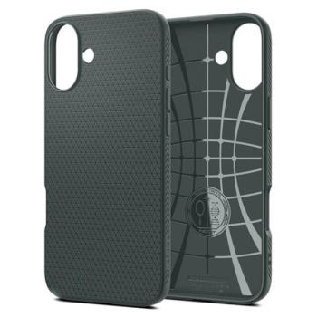 SPIGEN LIQUID AIR szilikon telefonvédő (ütésállóság, légpárnás sarok, rombusz) SÖTÉTZÖLD Apple iPhone 16 kép