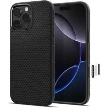 SPIGEN LIQUID AIR T szilikon telefonvédő (ütésállóság, légpárnás sarok, rombusz, MagSafe) FEKETE Apple iPhone 16 Pro Max kép