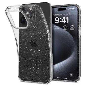SPIGEN LIQUID CRYSTAL GLITTER szilikon telefonvédő (közepesen ütésálló, légpárnás sarok, csillámporos) ÁTLÁTSZÓ Apple iPhone 15 Pro kép