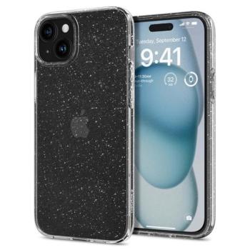 SPIGEN LIQUID CRYSTAL GLITTER szilikon telefonvédő (közepesen ütésálló, légpárnás sarok, csillámporos) ÁTLÁTSZÓ Apple iPhone 15 kép