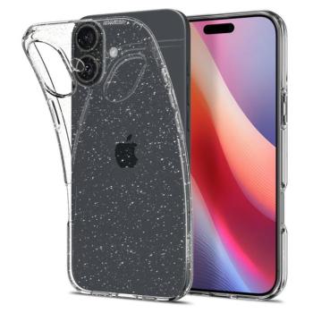 Spigen Liquid Crystal tok iPhone 16 - átlátszó csillogós kép
