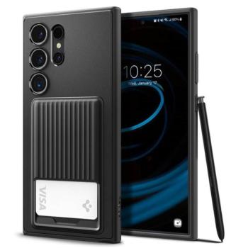 SPIGEN LIQUID SLOT szilikon telefonvédő (ütésállóság, légpárnás sarok, kártyatartó) FEKETE Samsung Galaxy S24 Ultra (SM-S928) kép