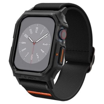 SPIGEN LITE FIT PRO pótszíj (egyedi méret, textil, ütésállóság + szilikon keret) FEKETE Apple Watch Series 10 46mm kép