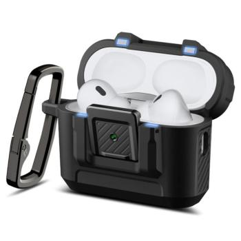 Spigen Lock Fit Apple Airpods Pro 3 fülhallgató tok, karabinerrel, matt fekete kép