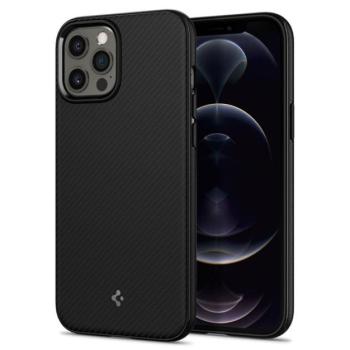 SPIGEN MAG ARMOR műanyag telefonvédő (közepesen ütésálló, Apple Magsafe kompatibilis, csíkos minta) FEKETE Apple iPhone 12, Apple iPhone 12 Pro kép