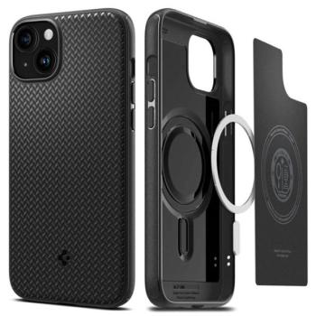 SPIGEN MAG ARMOR műanyag telefonvédő (közepesen ütésálló, Apple Magsafe kompatibilis, csíkos minta) FEKETE Apple iPhone 15 Plus kép