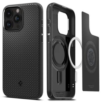 SPIGEN MAG ARMOR műanyag telefonvédő (közepesen ütésálló, Apple Magsafe kompatibilis, csíkos minta) FEKETE Apple iPhone 15 Pro kép
