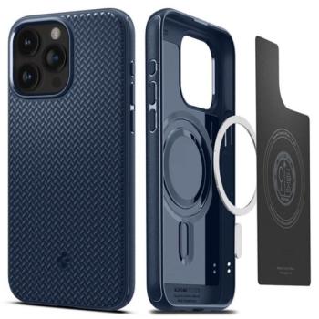 SPIGEN MAG ARMOR műanyag telefonvédő (közepesen ütésálló, Apple Magsafe kompatibilis, csíkos minta) SÖTÉTKÉK Apple iPhone 15 Pro Max kép