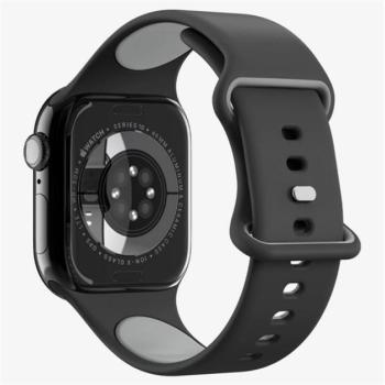 SPIGEN NANO POP pótszíj (egyedi méret, nagy, matt, szilikon) FEKETE Apple Watch Series 5 44mm, Watch Series 4 44mm, Watch Series 3 42mm kép