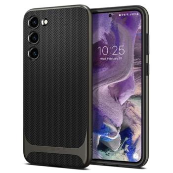 SPIGEN NEO HYBRID szilikon telefonvédő (közepesen ütésálló, műanyag keret, légpárnás sarok, rács minta) FEKETE Samsung Galaxy S23 (SM-S911) kép