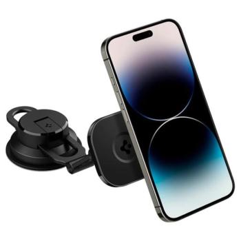 Spigen OneTap ITS35-3 Magsafe mágneses tapadókorongos autós tartó szélvédőre, műszerfalra, fekete kép