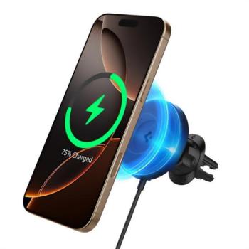 SPIGEN ONETAP PRO4 autós tartó (szellőzőre, mágneses, csíptethető, 360°, wireless, gyorstöltő, 15W) FEKETE kép
