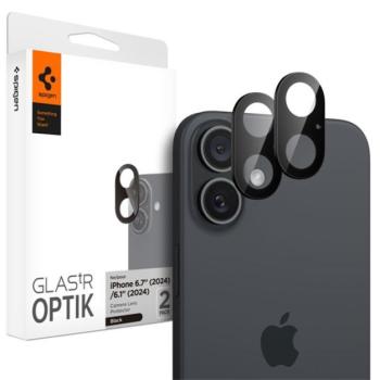 SPIGEN OPTIK kameravédő üveg 2db (9H) FEKETE Apple iPhone 16 kép