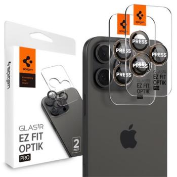 SPIGEN OPTIK PRO kameravédő üveg 2db (9H, csak lencse) TITÁNIUM Apple iPhone 16 Pro Max 5G, iPhone 16 Pro 5G kép