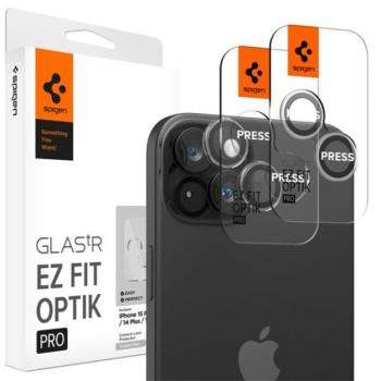 SPIGEN OPTIK PRO kameravédő üveg 2db (lekerekített szél, karcálló, 9H, csak lencse) ÁTLÁTSZÓ Apple iPhone 15, Apple iPhone 15 Plus kép