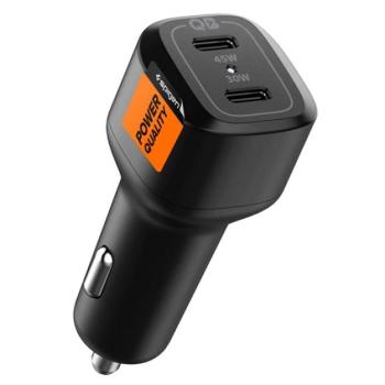 SPIGEN PC2200 ARCSTATION autós töltő 2 Type-C aljzat (5V/3A, 45W + 30W, PD gyorstöltő 3.0) FEKETE kép