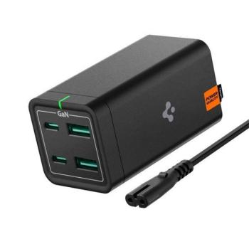 Spigen PowerArc PD2101 hálózati töltő állomás, 2xUSB-C + 2xUSB-A, 65W, EU-s + angol tápkábellel, fekete kép