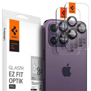 Spigen &quot;Glas.tR SLIM EZ Fit Optik Pro&quot; Apple iPhone 14 Pro Max Tempered kameravédő fólia, fekete (2db) kép