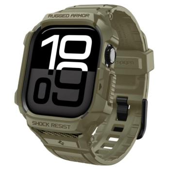 Spigen Rugged Armor Pro 2 Apple Watch 10-11 (46 mm) szíj / tok, Vintage Khaki, zöld kép