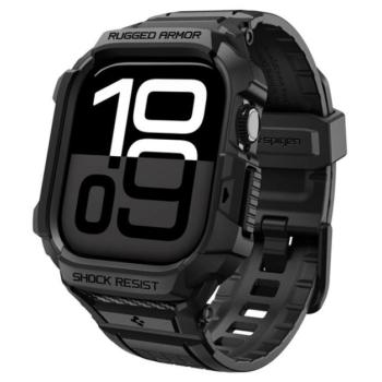 SPIGEN RUGGED ARMOR PRO 2 pótszíj (egyedi méret, kicsi, szilikon, ütésállóság + szilikon keret) FEKETE Apple Watch Series 5 40mm, Watch Series 4 40mm, Watch Series 3 38mm kép