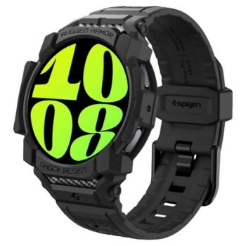 SPIGEN RUGGED ARMOR PRO pótszíj (egyedi méret, szilikon, ütésállóság + szilikon keret) FEKETE Samsung Galaxy Watch 7 eSIM 40mm (SM-L305), Galaxy Watch 7 40mm (SM-L300) kép