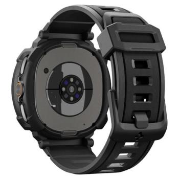 SPIGEN RUGGED ARMOR PRO pótszíj (egyedi méret, szilikon, ütésállóság + szilikon keret) FEKETE Samsung Galaxy Watch 8 Classic 46mm (SM-L500), Galaxy Watch 8 Classic eSIM 46mm (SM-L505) kép