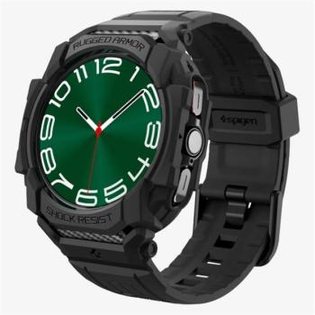 SPIGEN RUGGED ARMOR PRO pótszíj (egyedi méret, szilikon, ütésállóság + szilikon keret) FEKETE Samsung Galaxy Watch Ultra eSIM 47mm (SM-L705) kép