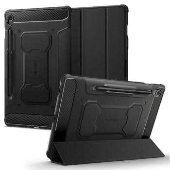 SPIGEN RUGGED ARMOR PRO tok álló (aktív FLIP, közepesen ütésálló, TRIFOLD, S Pen tartó, karbon minta) FEKETE Samsung Galaxy Tab S9 FE LTE (SM-X516), Galaxy Tab S9 FE WIFI (SM-X510) kép
