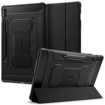SPIGEN RUGGED ARMOR PRO tok álló (aktív FLIP, közepesen ütésálló, TRIFOLD, S Pen tartó, karbon minta) FEKETE Samsung Galaxy Tab S9 FE Plus LTE (SM-X616), Galaxy Tab S9 FE Plus WIFI (SM-X610) kép