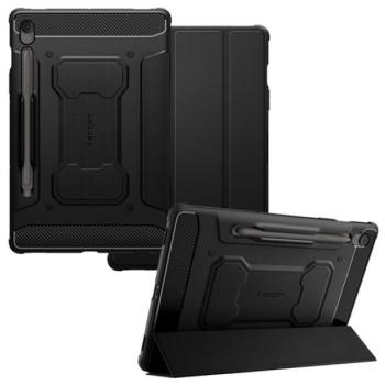 SPIGEN RUGGED ARMOR PRO tok álló (aktív FLIP, ütésállóság, TRIFOLD, asztali tartó, ceruza tartó) FEKETE Samsung Galaxy Tab S10 FE Plus WIFI (SM-X626), Galaxy Tab S10 FE Plus LTE (SM-X620) kép