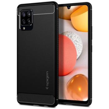 SPIGEN RUGGED ARMOR szilikon telefonvédő (közepesen ütésálló, légpárnás sarok, karbon minta) FEKETE Samsung Galaxy A42 5G (SM-A425F) kép