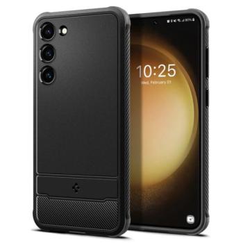 SPIGEN RUGGED ARMOR szilikon telefonvédő (közepesen ütésálló, légpárnás sarok, karbon minta) FEKETE Samsung Galaxy S23 (SM-S911) kép