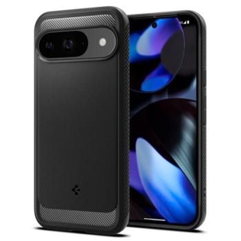 SPIGEN RUGGED ARMOR szilikon telefonvédő (ütésállóság, légpárnás sarok, karbon minta) FEKETE Google Pixel 9 Pro, Pixel 9 kép