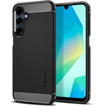 SPIGEN RUGGED ARMOR szilikon telefonvédő (ütésállóság, légpárnás sarok, karbon minta) FEKETE Samsung Galaxy A16 5G (SM-A166), Galaxy A16 4G (SM-A165) kép