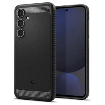 SPIGEN RUGGED ARMOR szilikon telefonvédő (ütésállóság, légpárnás sarok, karbon minta) FEKETE Samsung Galaxy S24 FE 5G (SM-S721) kép