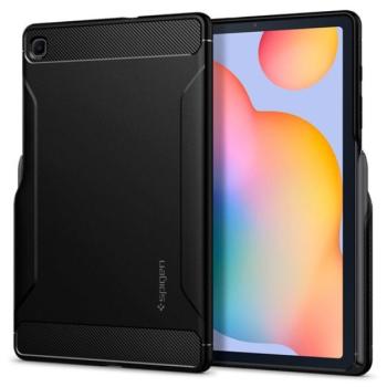 SPIGEN RUGGED ARMOR szilikon telefonvédő (ütésállóság, légpárnás sarok, karbon minta) FEKETE SamsungGalaxy Tab S6 Lite 10.4 LTE (SM-P619) 2022, Galaxy Tab S6 Lite 10.4 WIFI (SM-P613) 2022 kép