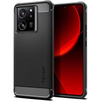 SPIGEN RUGGED ARMOR szilikon telefonvédő (ütésállóság, légpárnás sarok, karbon minta) FEKETE Xiaomi 13T Pro, 13T kép
