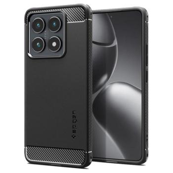 SPIGEN RUGGED ARMOR szilikon telefonvédő (ütésállóság, légpárnás sarok, karbon minta) FEKETE Xiaomi 14T kép