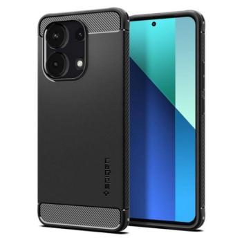 SPIGEN RUGGED ARMOR szilikon telefonvédő (ütésállóság, légpárnás sarok, karbon minta) FEKETE Xiaomi Redmi Note 13 4G kép