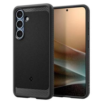SPIGEN RUGGED ARMOR szilikon telefonvédő (ütésállóság, légpárnás sarok, karbon minta, MagSafe) FEKETE Samsung Galaxy S25 (SM-S931) kép